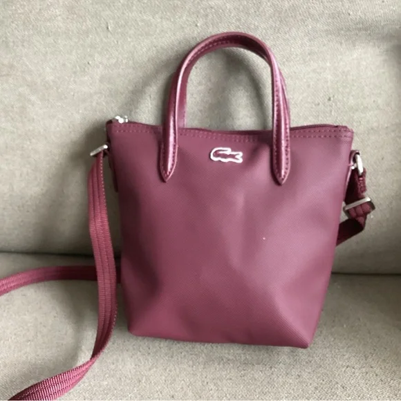 Plum Burgandy Lacoste Mini Crossbody Bag Purse For Women Girls Alligator - Picture 2 of 7